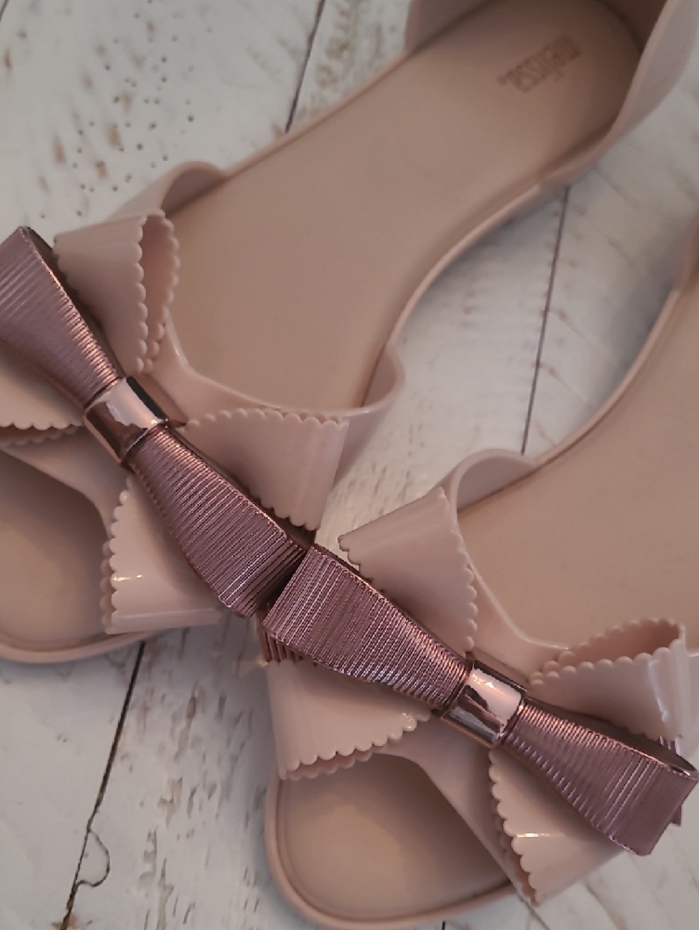 Melissa Women’s Blush Pink Bow D’Orsay Flats - Picture 5 of 8